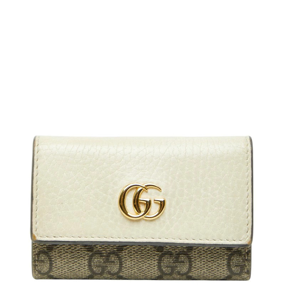 Gucci GG Supreme Marmont Case Beige Cream White Leather